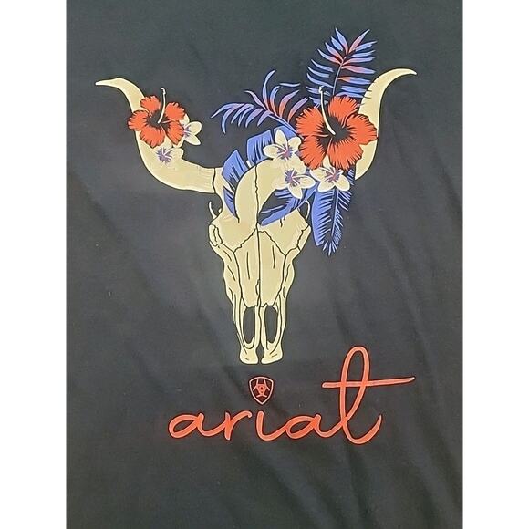 Ariat Women’s Real Tropic Steerhead Tee Sz S Navy Blue 🤠🐂 - Picture 4 of 7